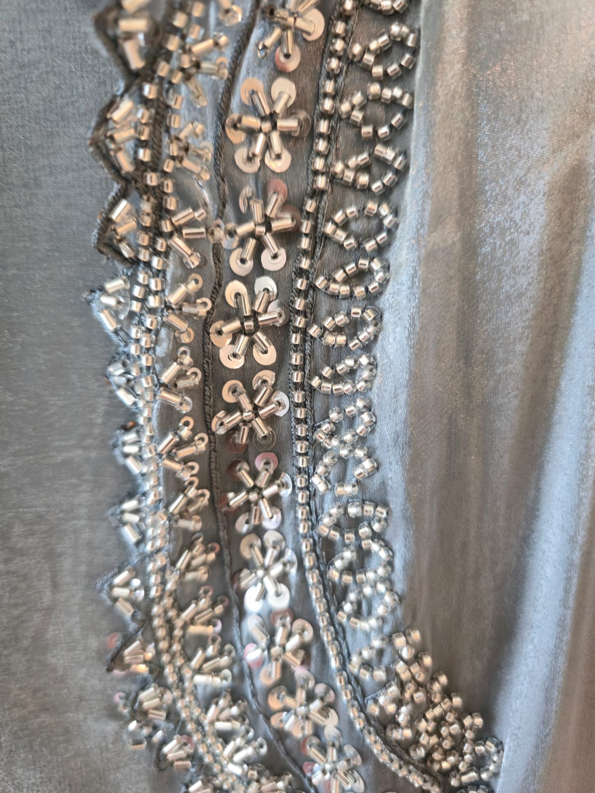 Elegant slate grey pure viscouse Fendi fabric Suit with Delicate Hand Embroidery - Image 8