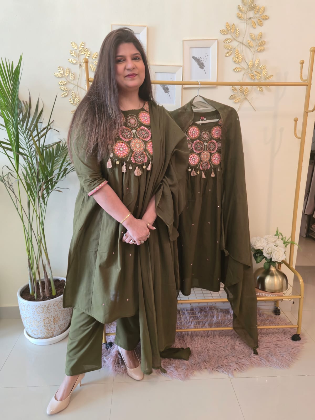 Title Olive Charm Embroidered Ready-to-Wear 3 Piece Suit