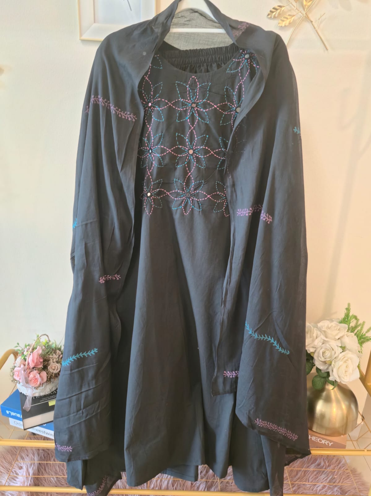 Title Black Elegance Embroidered Ready-to-Wear 3 Piece Suit - Image 2