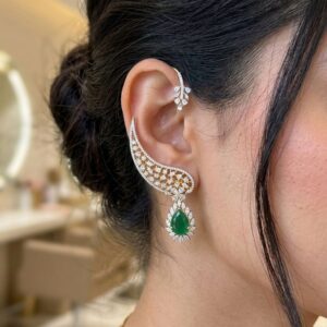 Title  Luxury  CZ Stud Earrings for Women | Gold Finish Floral Design
