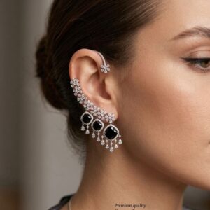 Title  Luxury CZ Stud Earrings for Women | Gold Finish Floral Design