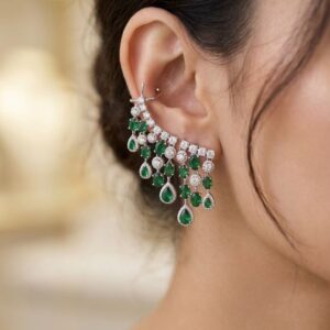 Title  Luxury CZ Stud Earrings for Women | Gold Finish Floral Design