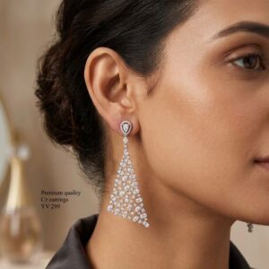 Title  Luxury CZ Stud Earrings for Women | Gold Finish Floral Design