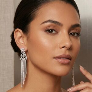 Title  Luxury CZ Stud Earrings for Women | Gold Finish Floral Design