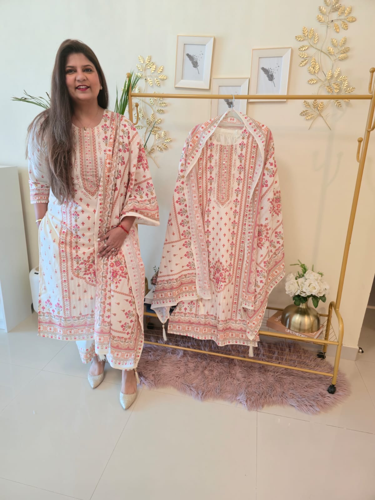 Title Beautiful off white Embroidered Ready-to-Wear 3 Piece Suit