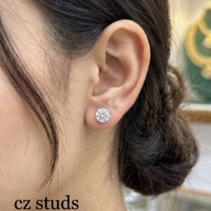 Title  Luxury  CZ Stud Earrings for Women | Gold Finish Floral Design