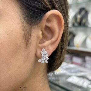 Title  Luxury  CZ Stud Earrings for Women | Gold Finish Floral Design