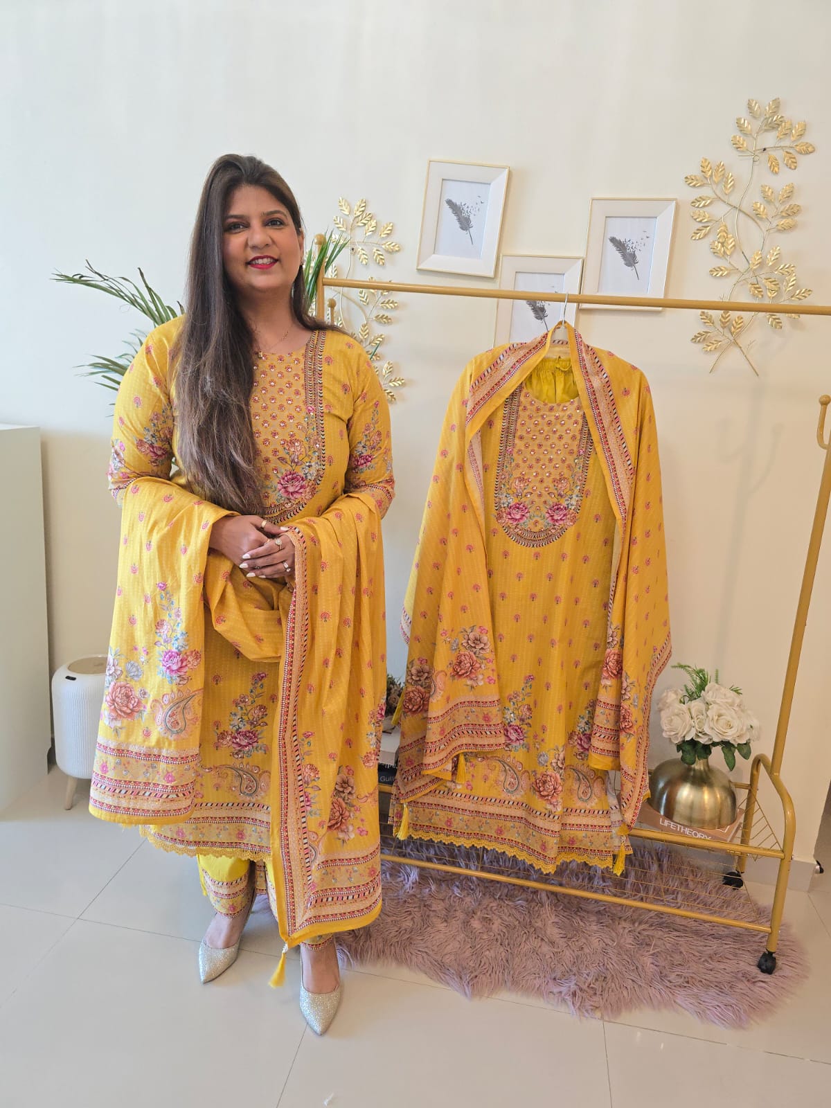 Title Sunshine Bloom Embroidered Ready-to-Wear 3 Piece Suit - Image 2