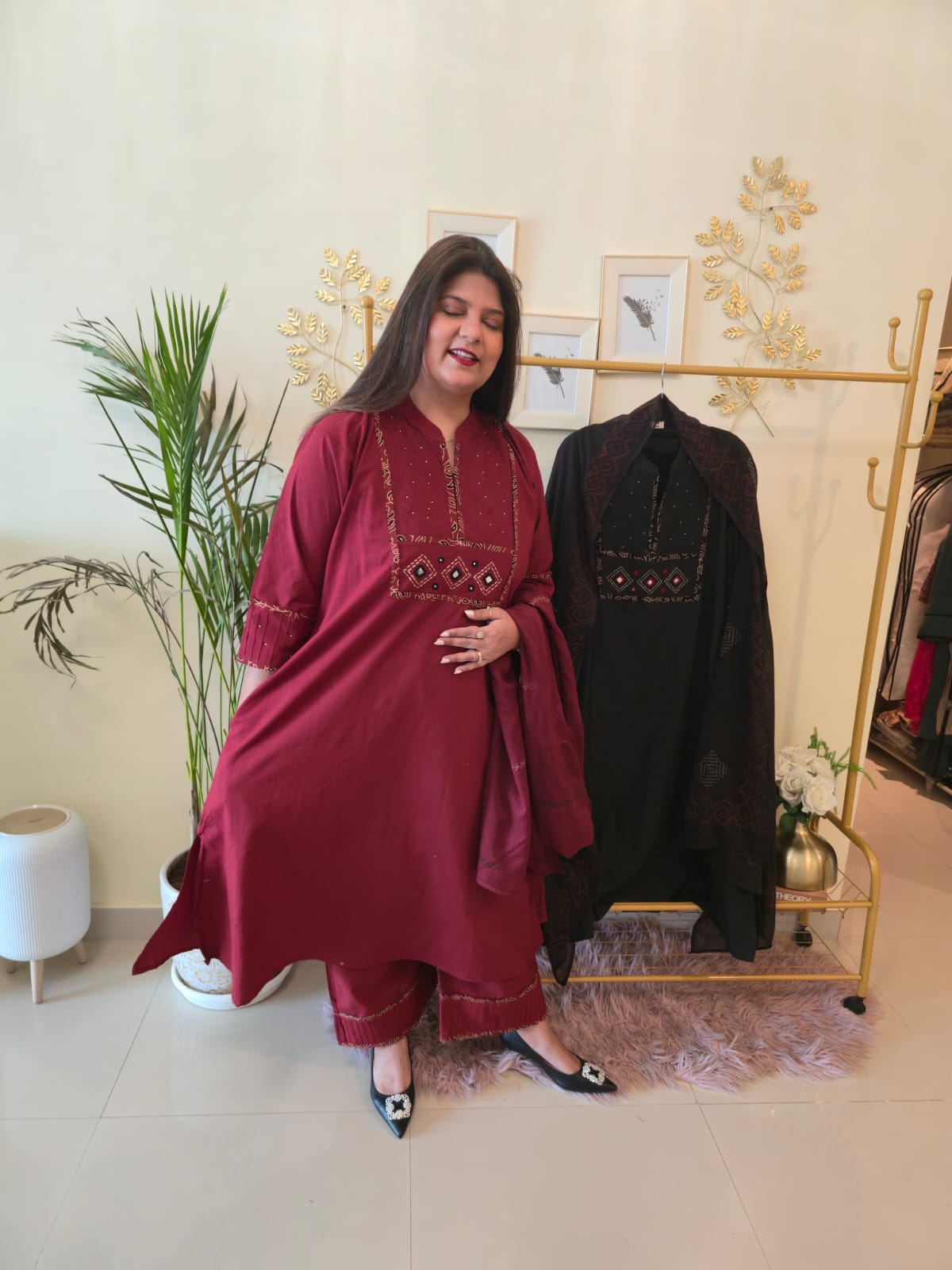 Title Ruby Elegance Embroidered Ready-to-Wear 3 Piece Suit - Image 3
