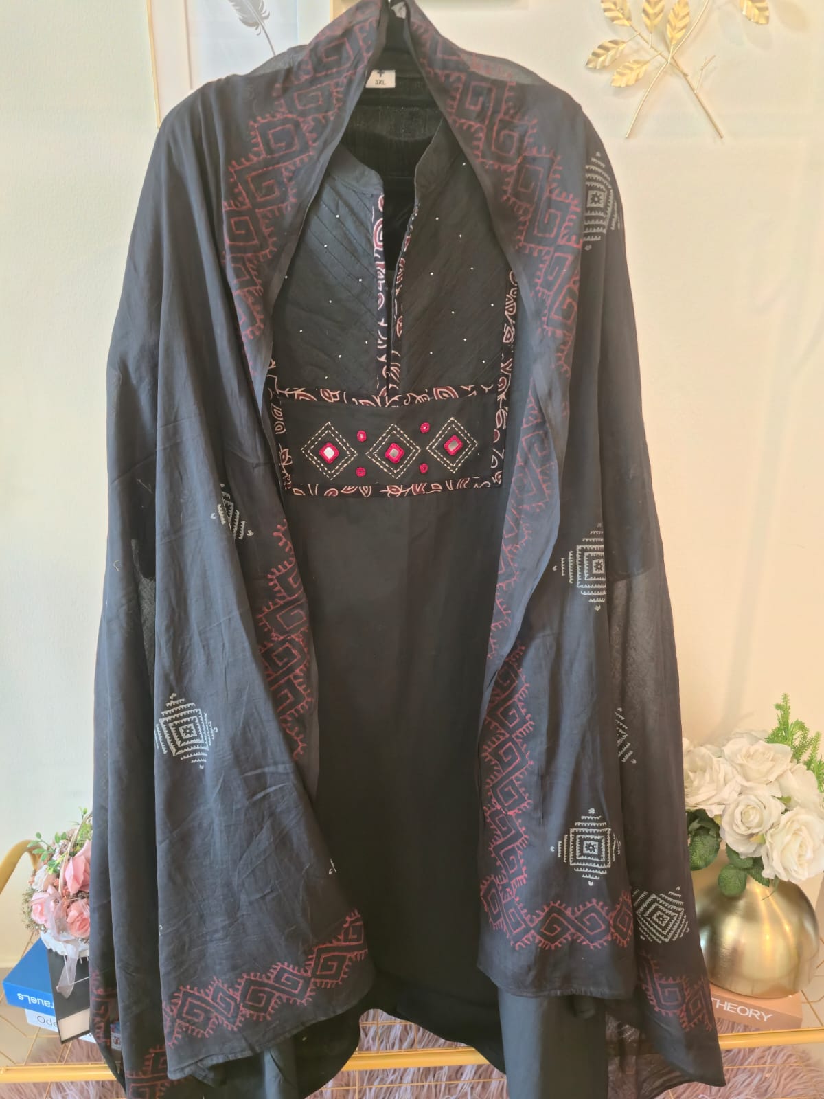 Title Black Elegance Embroidered Ready-to-Wear 3 Piece Suit - Image 2