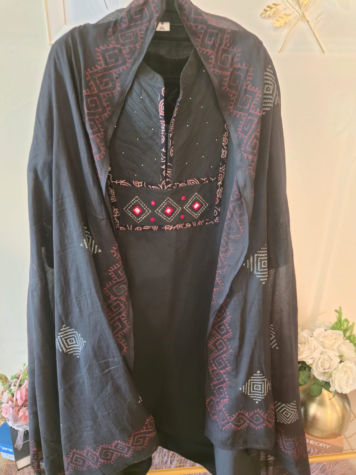 Title Black Elegance Embroidered Ready-to-Wear 3 Piece Suit - Image 5