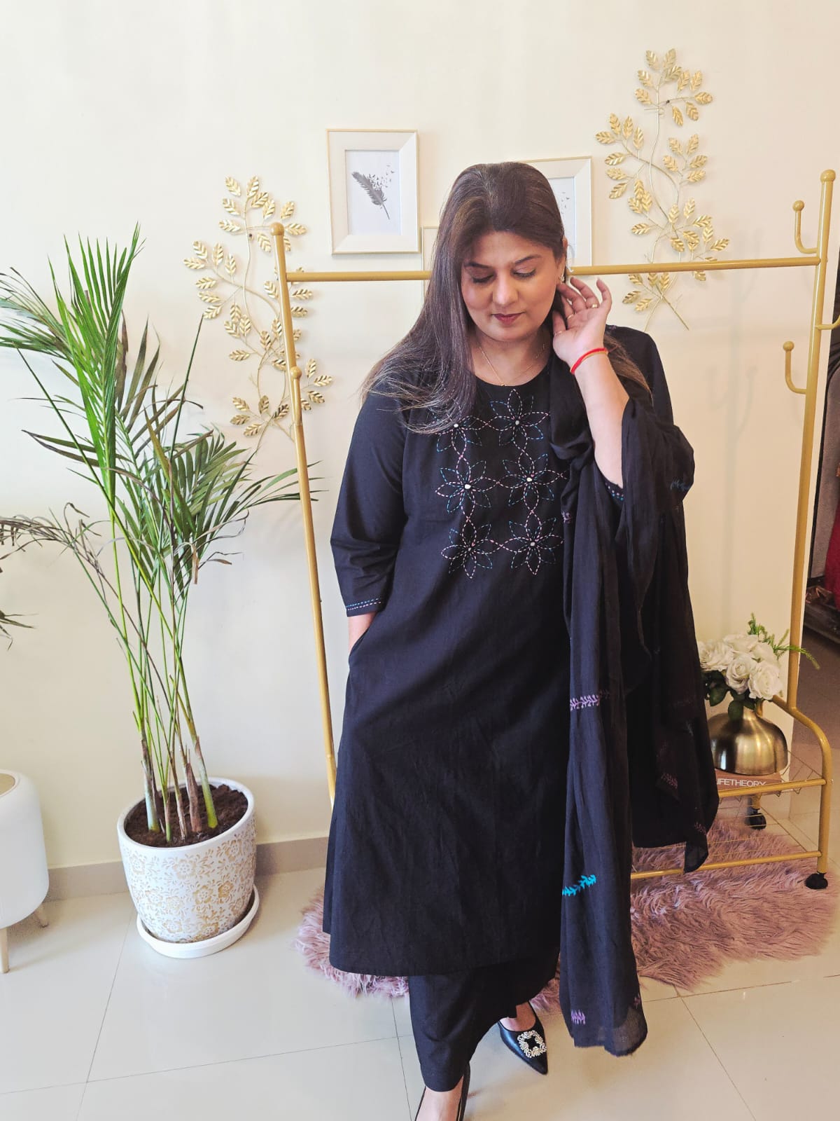 Title Black Elegance Embroidered Ready-to-Wear 3 Piece Suit