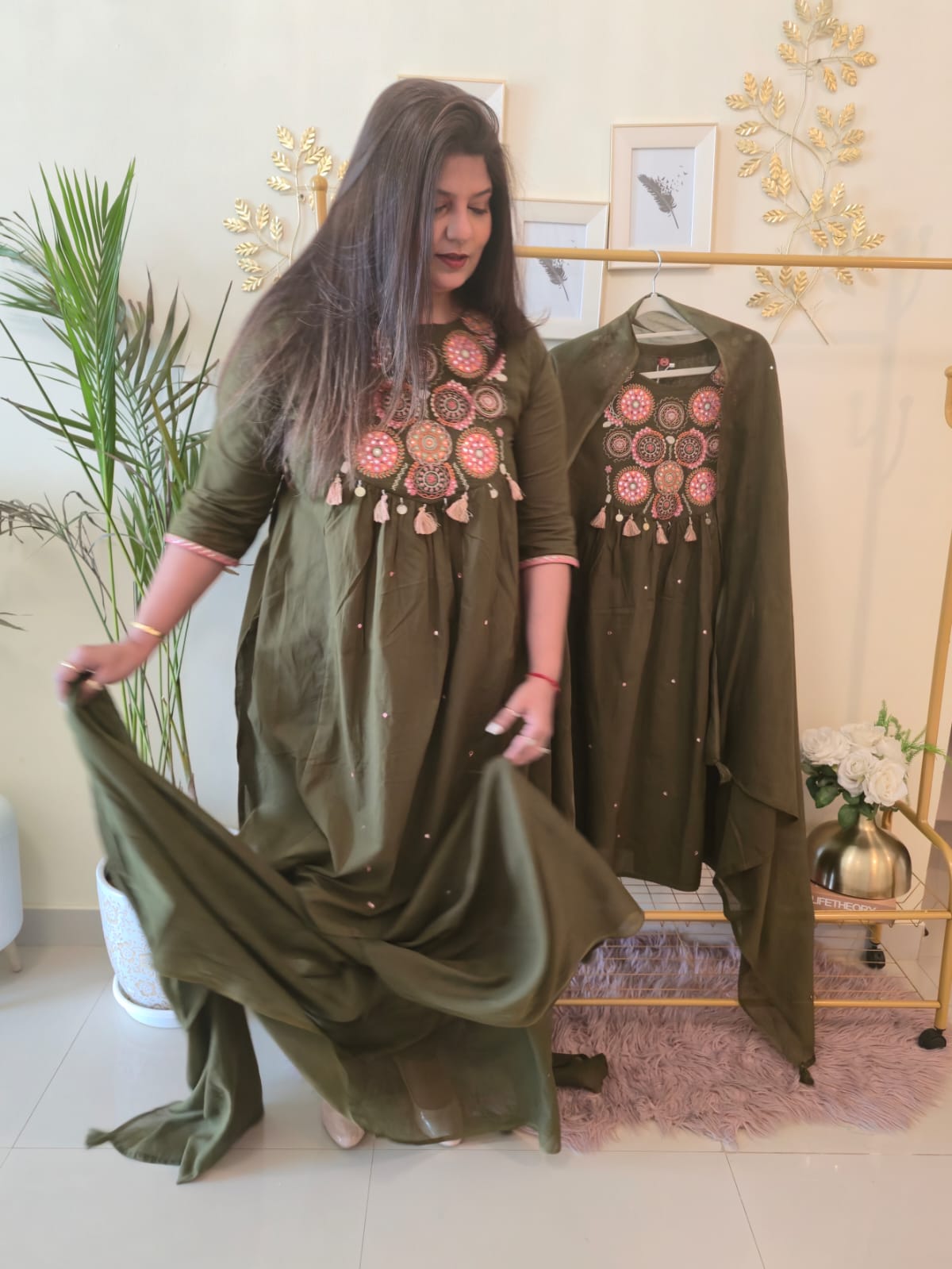 Title Olive Charm Embroidered Ready-to-Wear 3 Piece Suit - Image 2