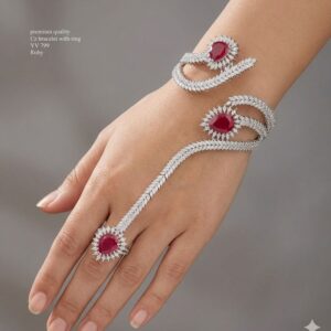 Title:  Premium CZ Openable Bracelet – Elegant Crystal Studded Designer Cuff