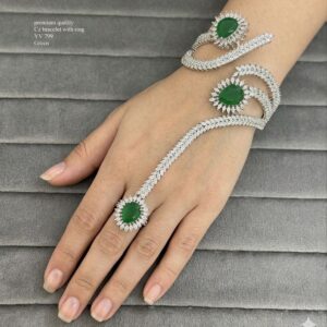 Title:  Premium CZ Openable Bracelet – Elegant Crystal Studded Designer Cuff