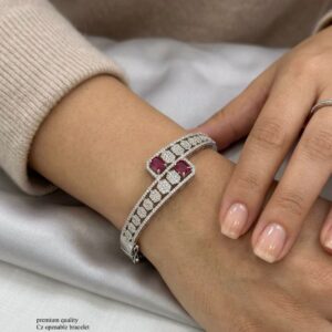 Title:  Premium CZ Openable Bracelet – Elegant Crystal Studded Designer Cuff