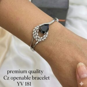 Title:  Premium CZ Openable Bracelet – Elegant Crystal Studded Designer Cuff