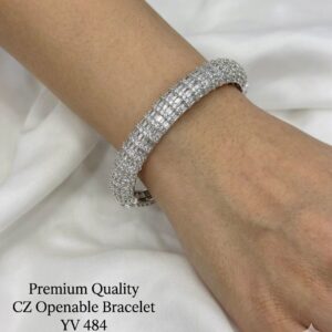 Title:  Premium CZ Openable Bracelet – Elegant Crystal Studded Designer Cuff