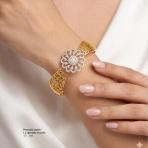 Title:  Premium CZ Openable Bracelet – Elegant Crystal Studded Designer Cuff