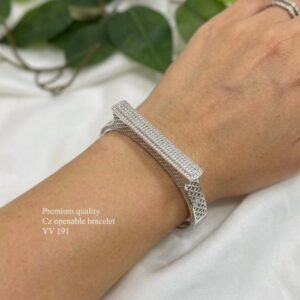 Title:  Premium CZ Openable Bracelet – Elegant Crystal Studded Designer Cuff