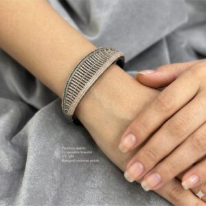 Title:  Premium CZ Openable Bracelet – Elegant Crystal Studded Designer Cuff