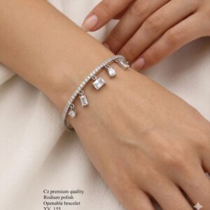 Title:  Premium CZ Openable Bracelet – Elegant Crystal Studded Designer Cuff