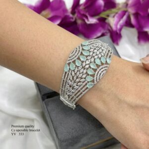 Title:  Premium CZ Openable Bracelet – Elegant Crystal Studded Designer Cuff