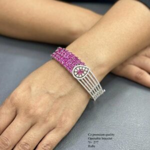 Title:  Premium CZ Openable Bracelet – Elegant Crystal Studded Designer Cuff