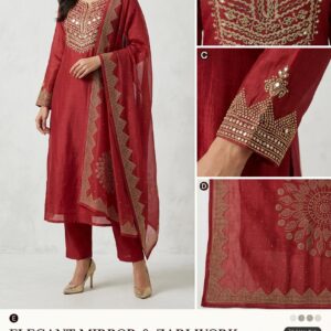Gorgeous Rust Mul cotton unstiched three peice suit set