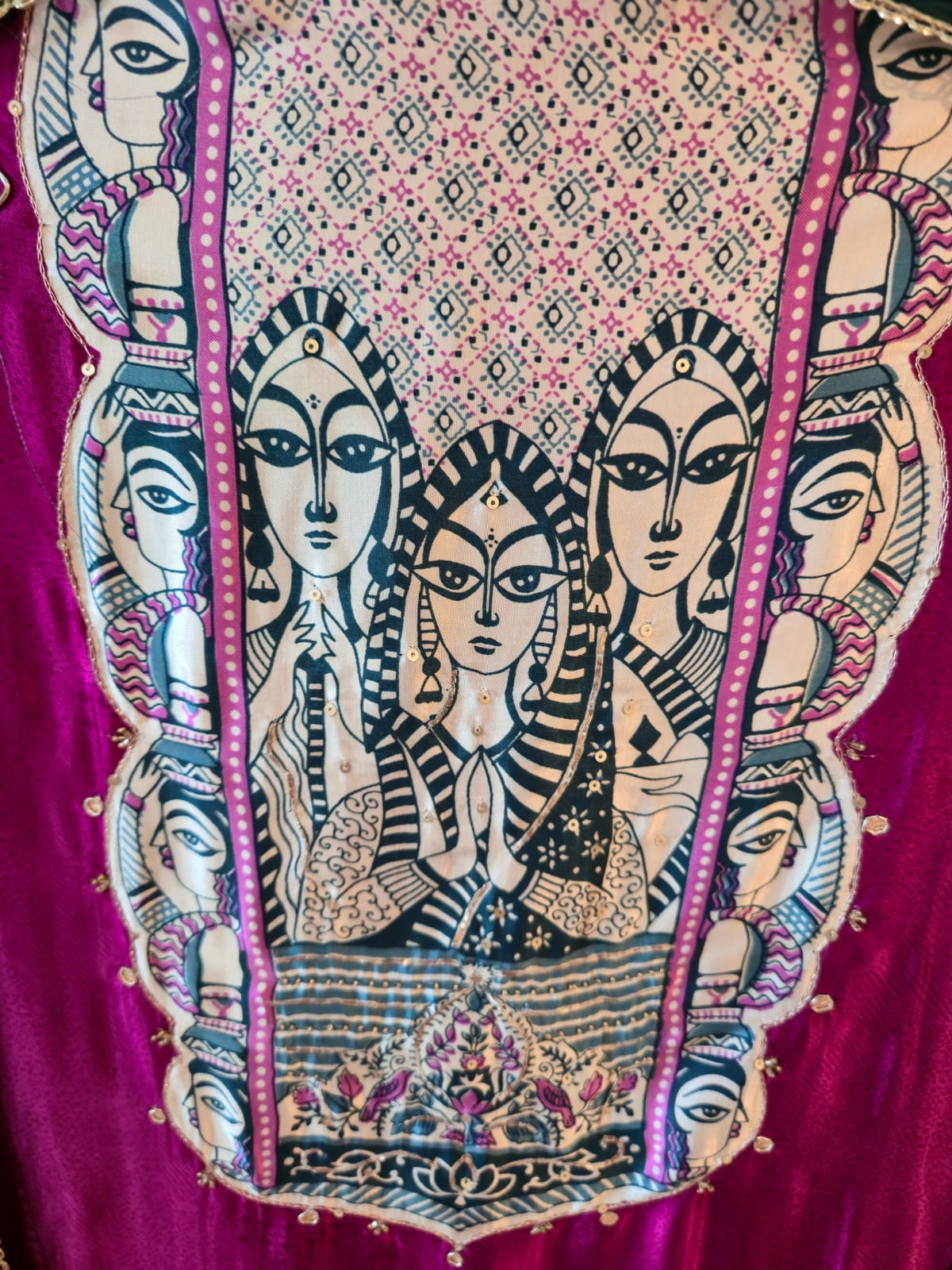 Fushia pink Pure Gajji silk unstitched three peice suit — the perfect blend of casual and smart wear. - Image 3