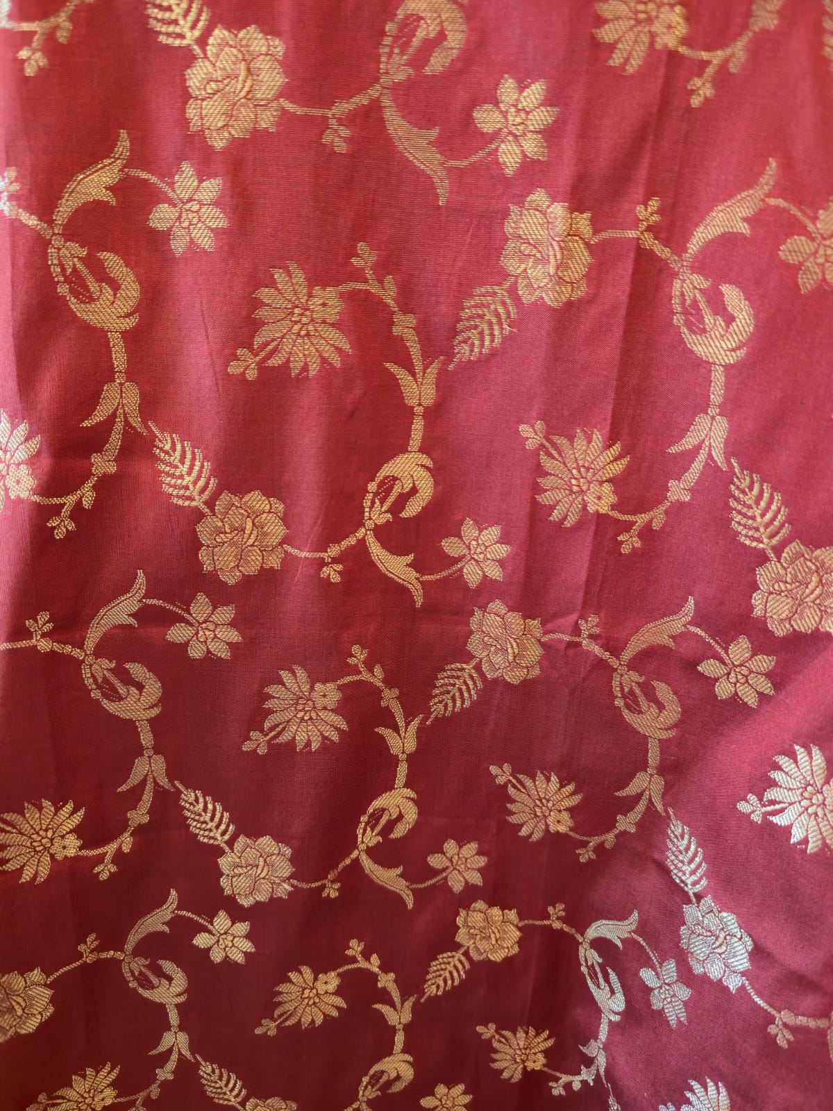 Rich Mehroon pure silk unstich three peice suit. - Image 2