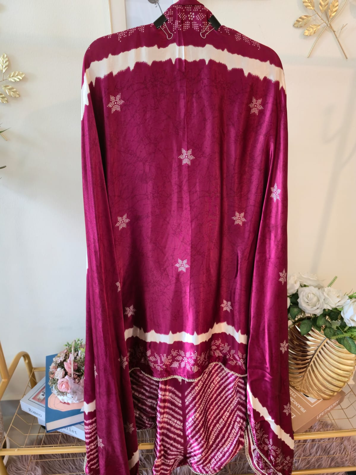 Crafted Mehroon pure gaji silk unstiched three peice suit. - Image 6