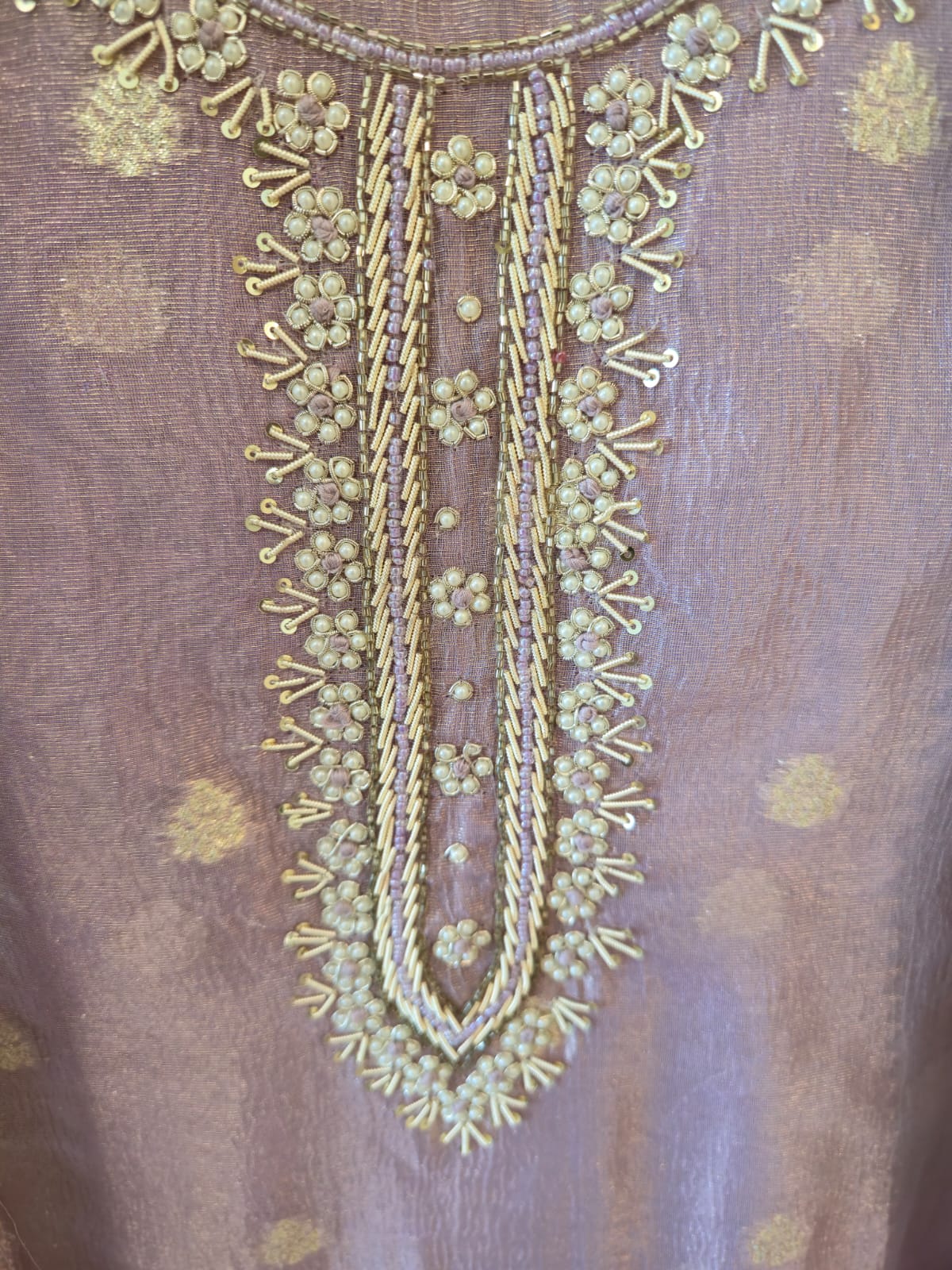 Elegant Lilac pure Chanderi unstiched three peice suit. - Image 4