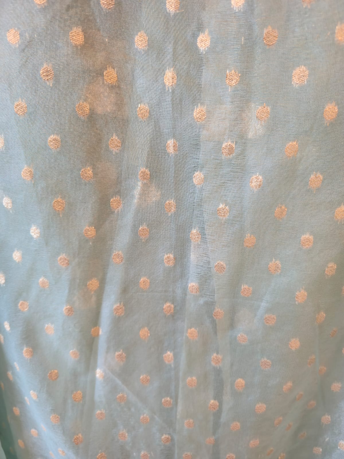 Elegant powder blue pure Chanderi unstiched three peice suit. - Image 2