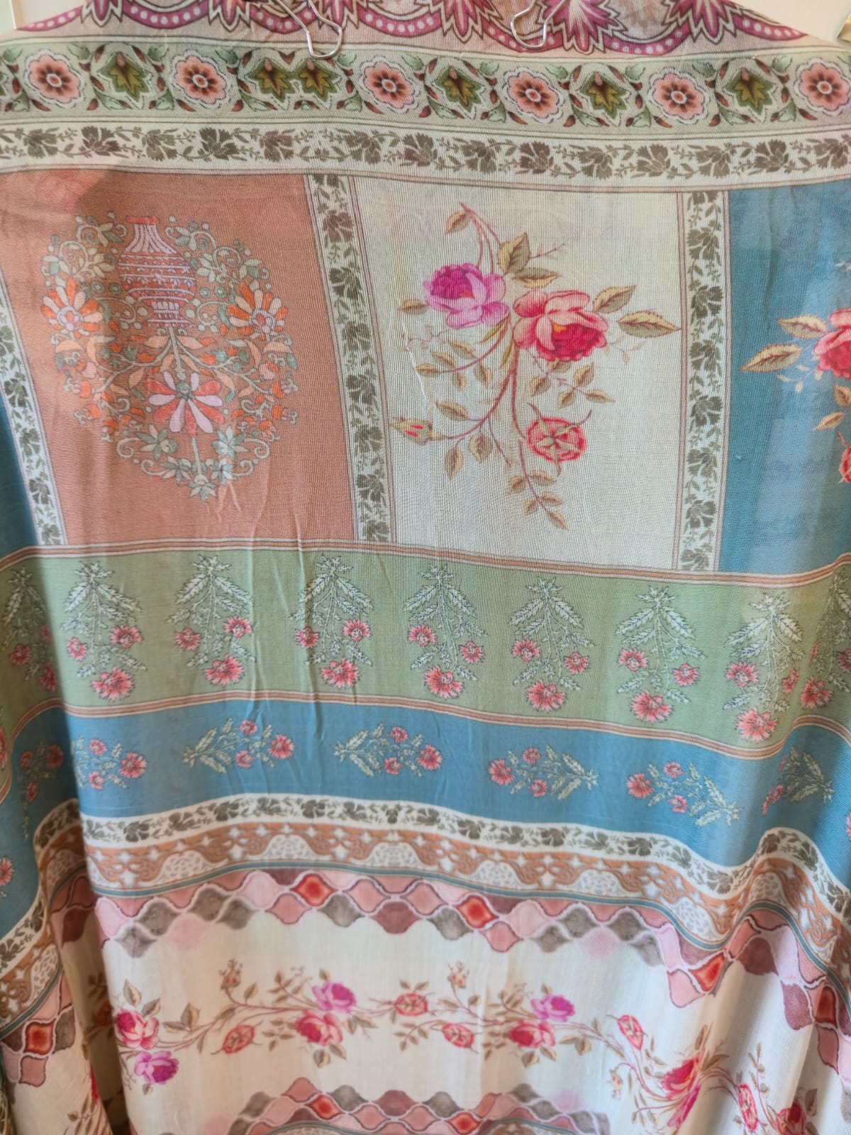 Cream Pure Butter crape unstitched three peice suit. - Image 2