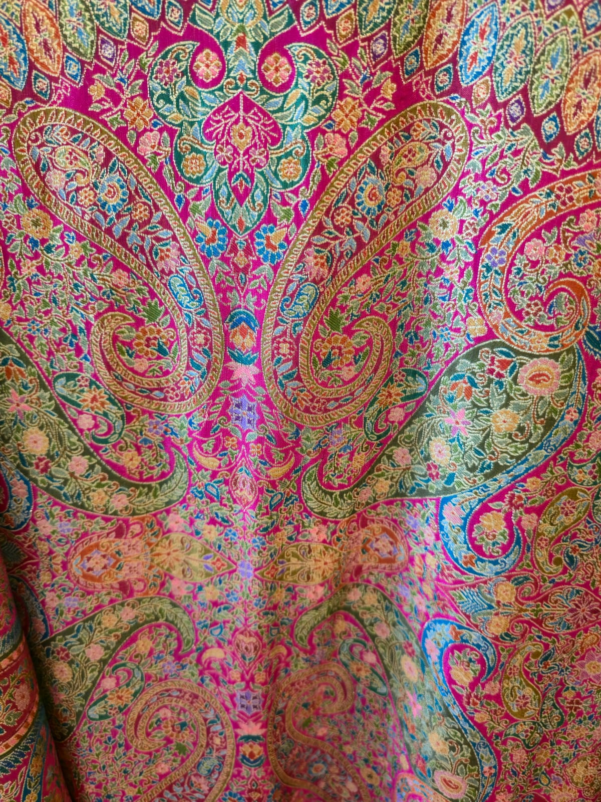 Rani Pink pure silk Embroidered 3-Piece Unstitched Suit with Statement Dupatta - Image 2