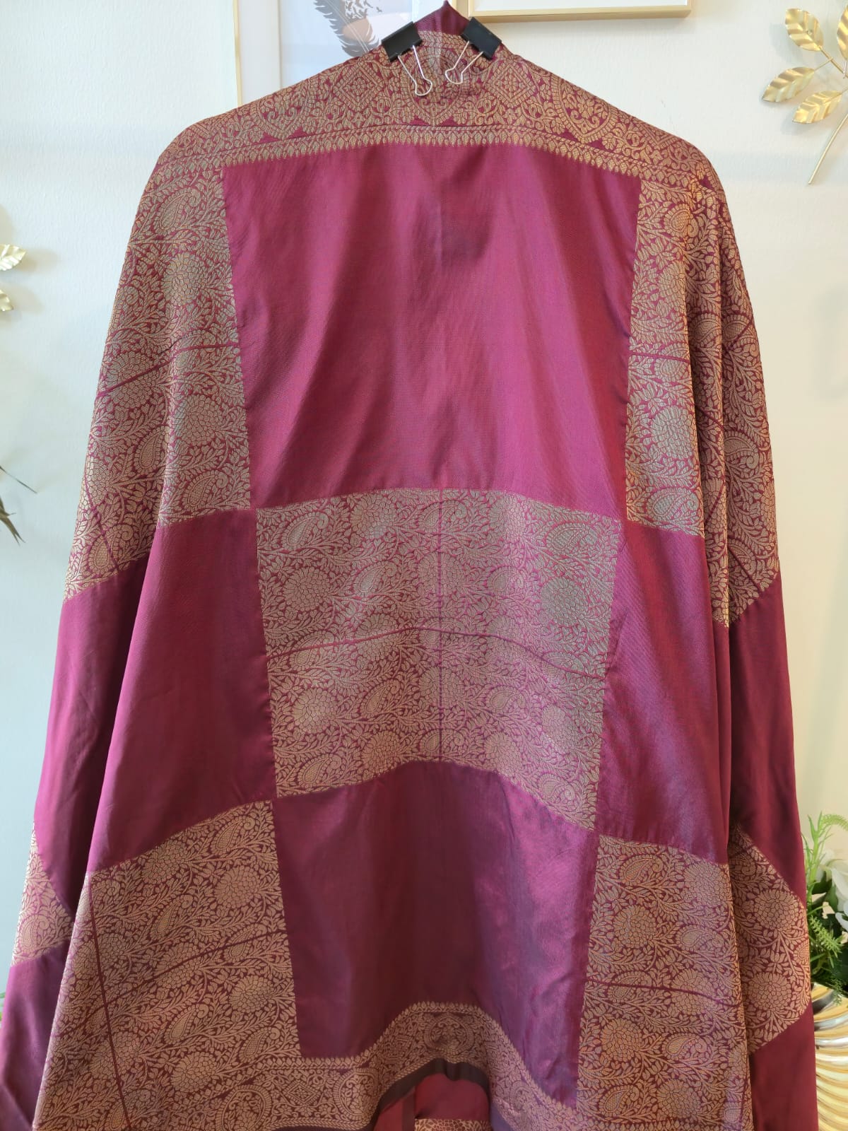 Rich Wine Heavy Zari pure jacqua Embroidered 3-Piece Unstitched Suit with Luxurious Dupatta - Image 2