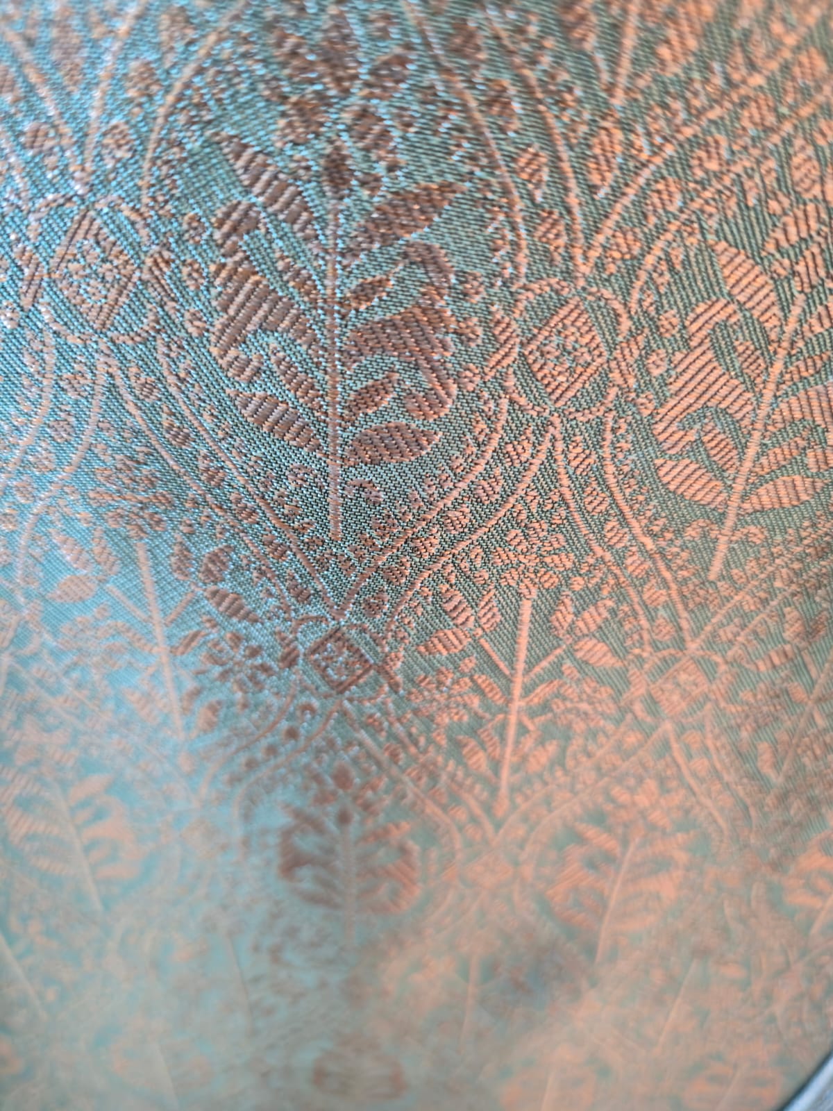 Mettalic Turquoise pure bhagalpuri banglori Silk Suit with Silver Floral Weave unstich three peice suit - Image 5