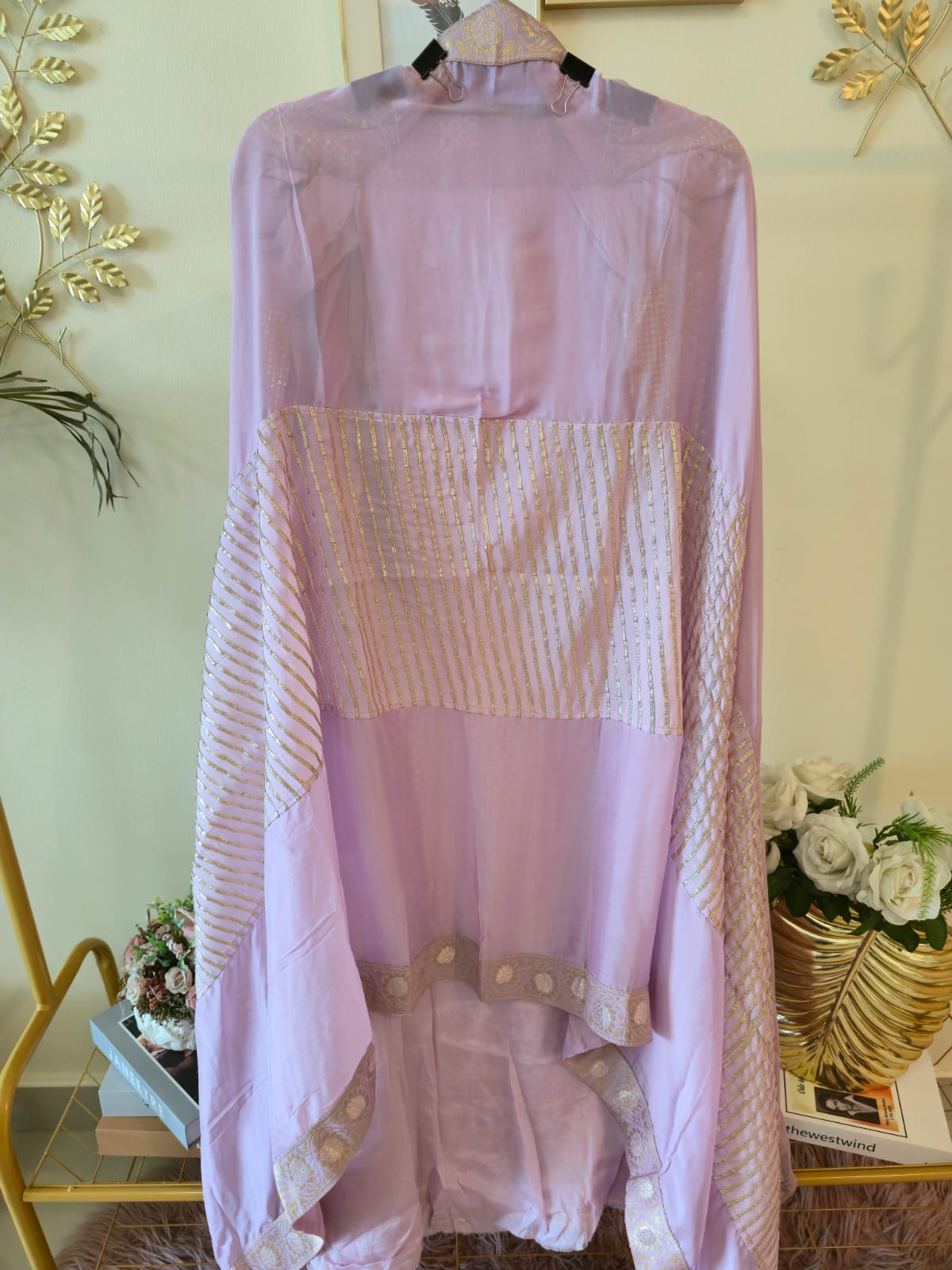 Lilac chikankari pure georgette unstiched three peice Suit Set (Gotta patti) - Image 4