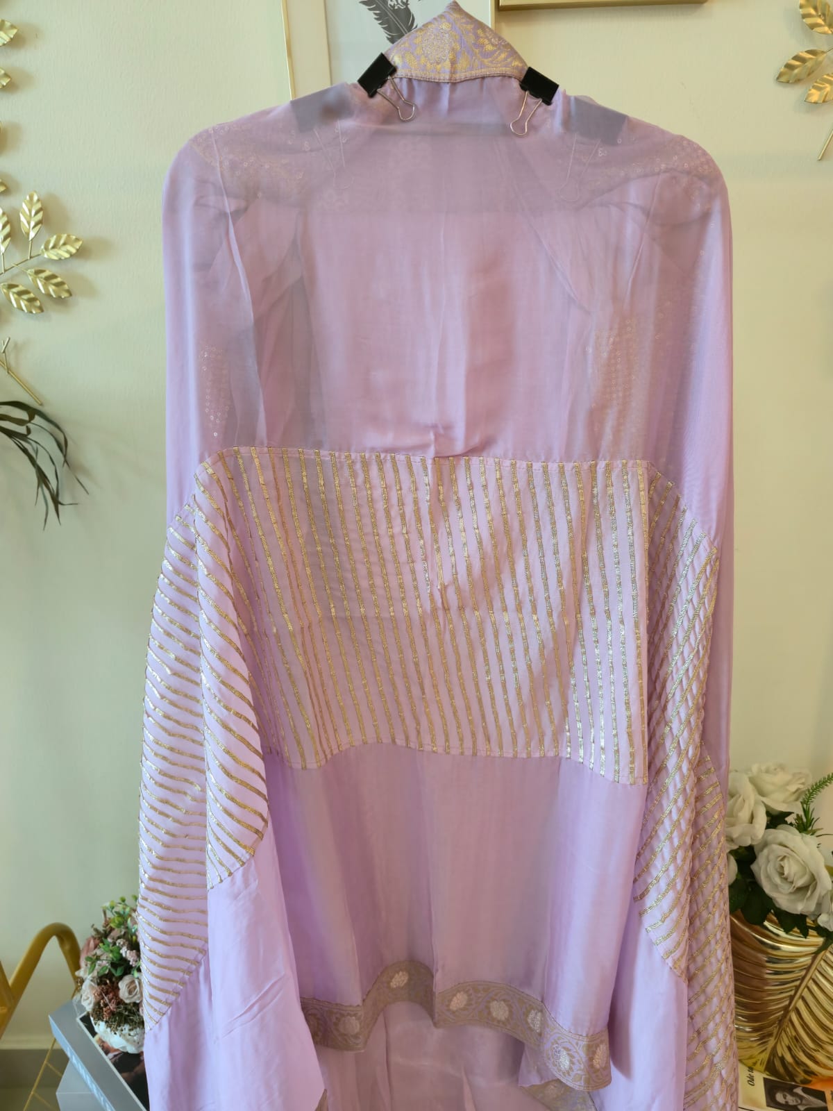 Lilac chikankari pure georgette unstiched three peice Suit Set (Gotta patti) - Image 2