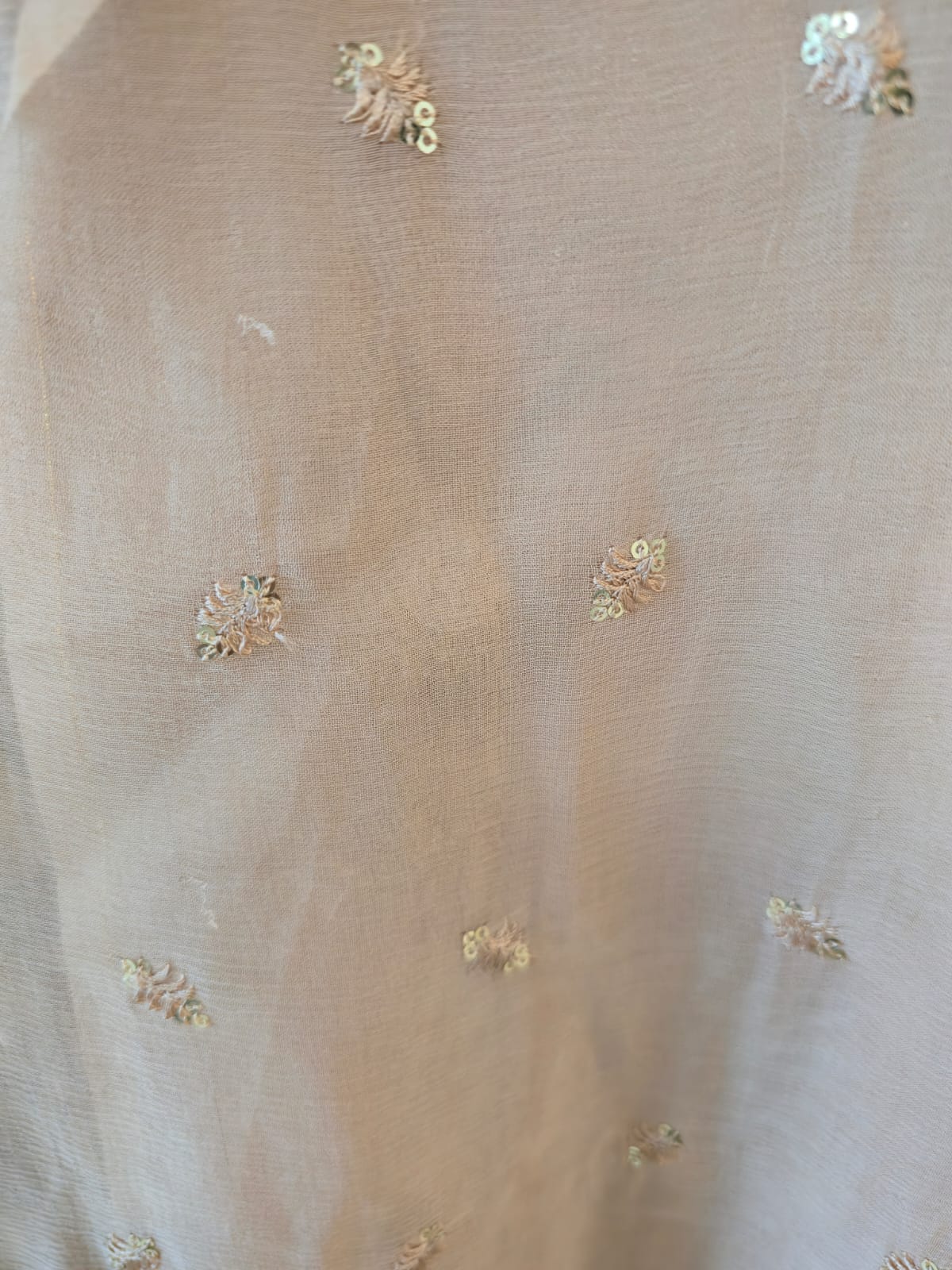 Elegant Brown peach pure viscouse Fendi fabric Suit with Delicate Hand Embroidery - Image 2