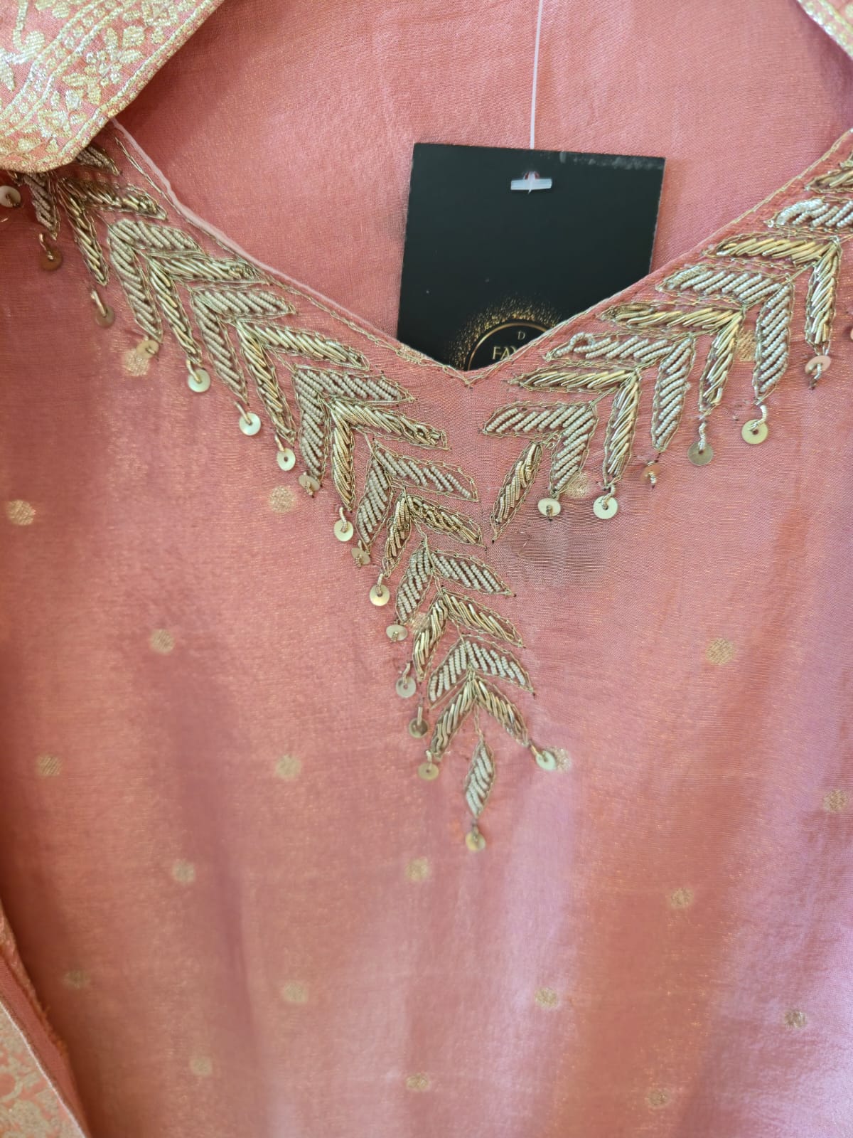 light pink pure banarsi silk three-piece unstitched salwar suit material featuring intricate work - Image 3