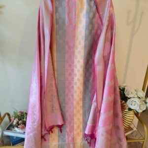 Rich pink pure silk unstich three peice suit.