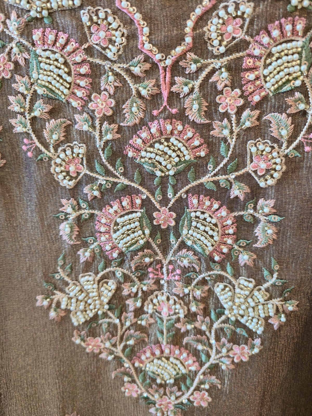 Mettalic Bronze Pure Shimmer silk unstich three peice suit - Image 2